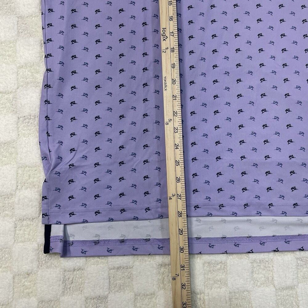 RLX Ralph Lauren Golf Polo Shirt Large Marlin Print Stretch Performance Purple - Picture 3 of 7